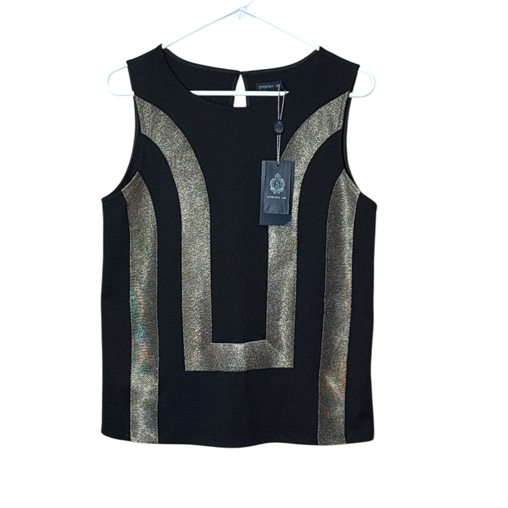 STOCKH LM,Elegant Black and Gold Tank Top,size S,NWT